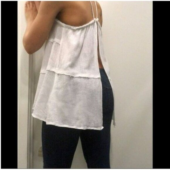 Zara TRF‎ Flowy Backless Frayed Off White Resortwear Bohochic Tank Top Medium - Picture 8 of 13